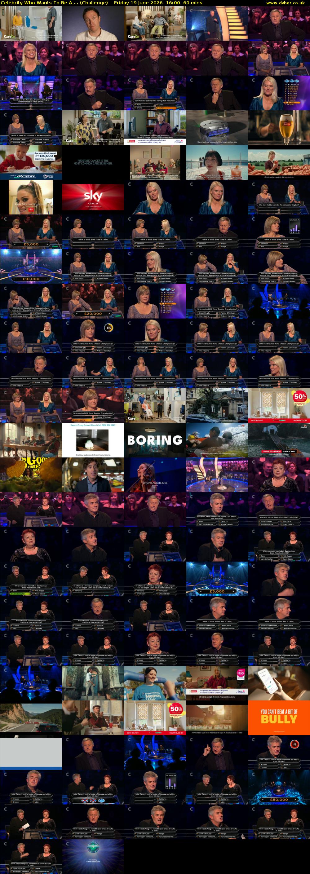 Celebrity Who Wants To Be A ... (Challenge) Friday 19 June 2026 16:00 - 17:00