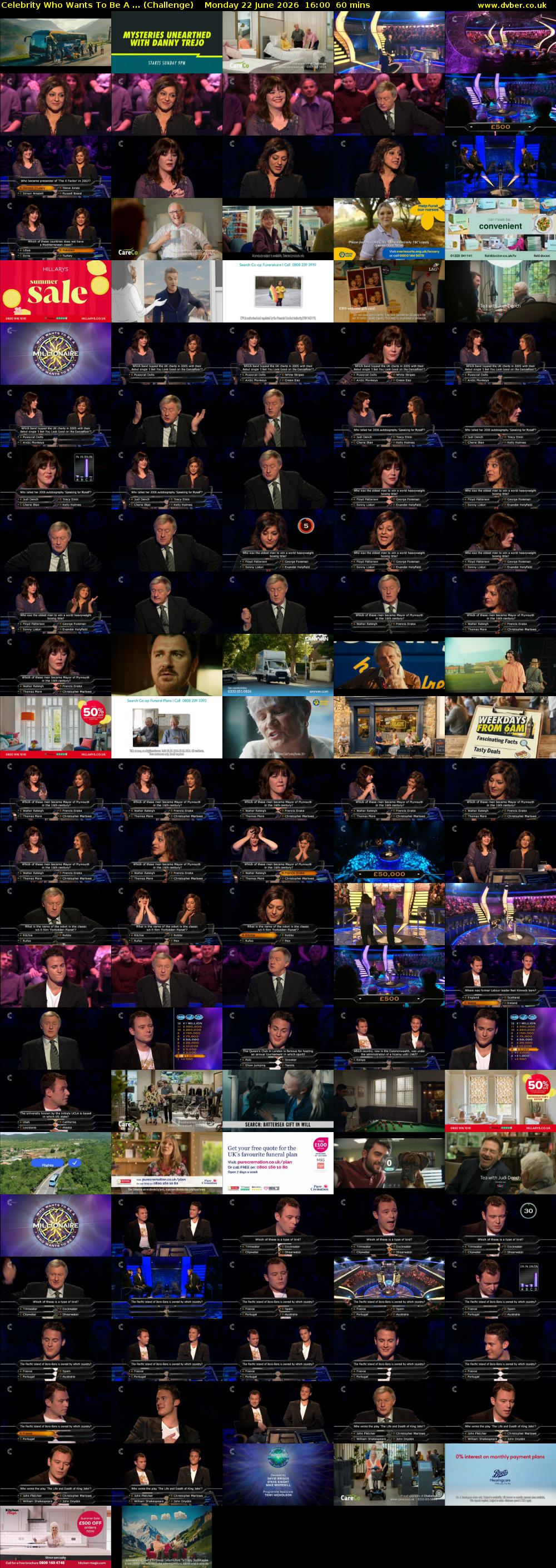 Celebrity Who Wants To Be A ... (Challenge) Monday 22 June 2026 16:00 - 17:00