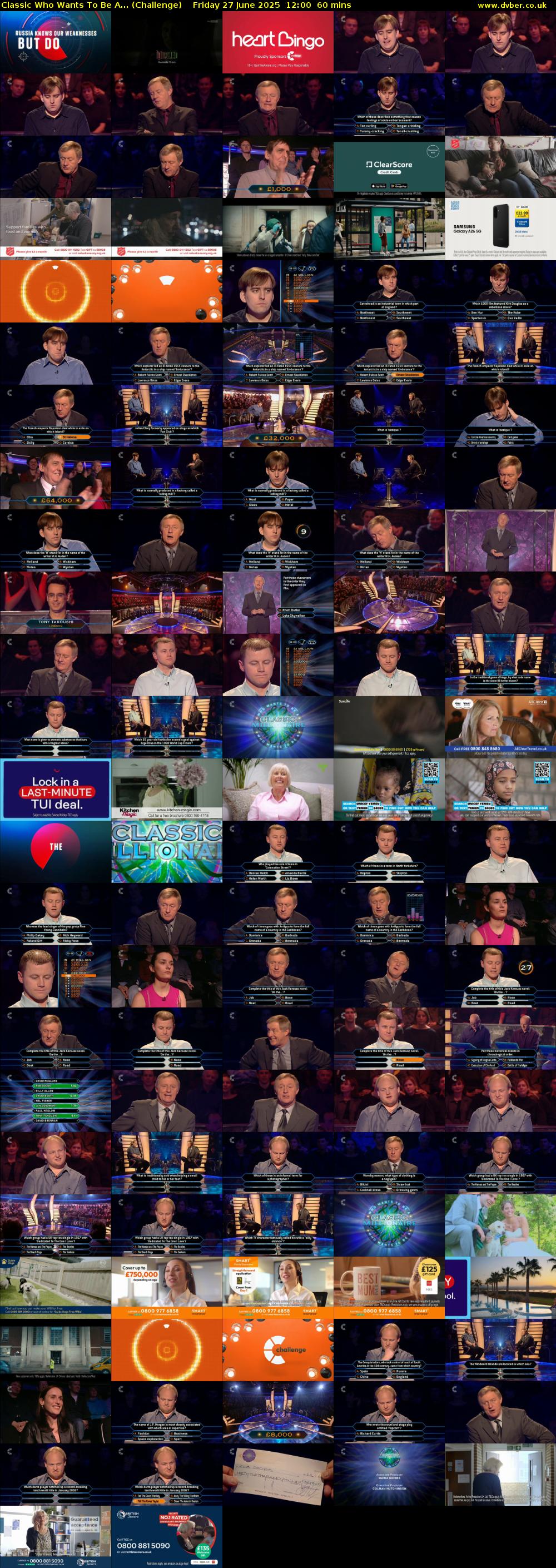 Classic Who Wants To Be A... (Challenge) Friday 27 June 2025 12:00 - 13:00
