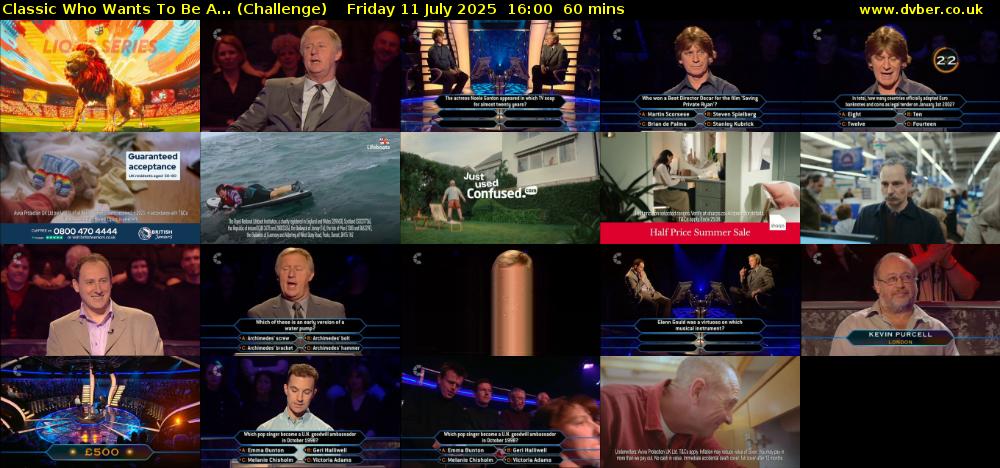 Classic Who Wants To Be A... (Challenge) Friday 11 July 2025 16:00 - 17:00