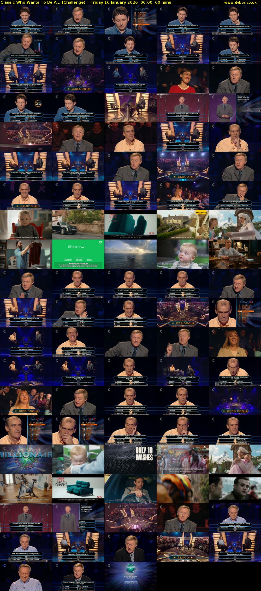 Classic Who Wants To Be A... (Challenge) Friday 16 January 2026 00:00 - 01:00