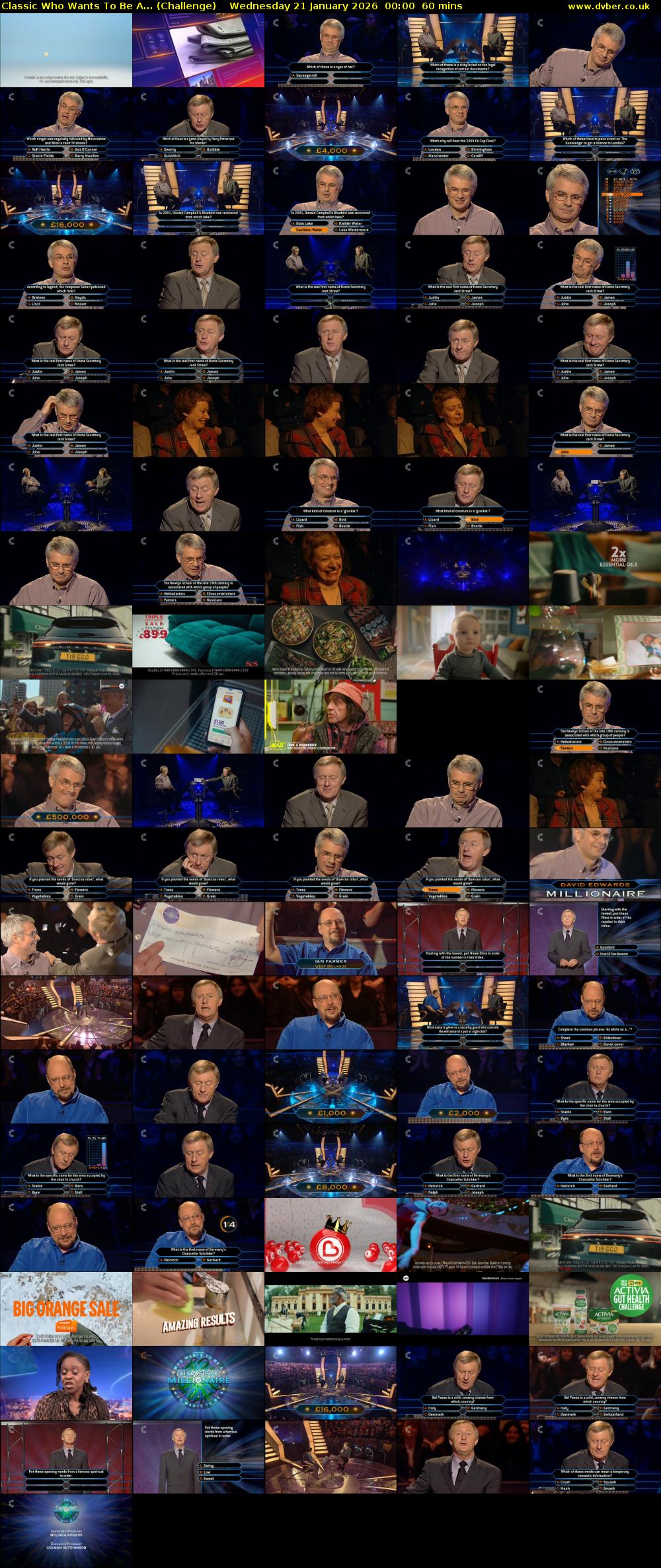 Classic Who Wants To Be A... (Challenge) Wednesday 21 January 2026 00:00 - 01:00