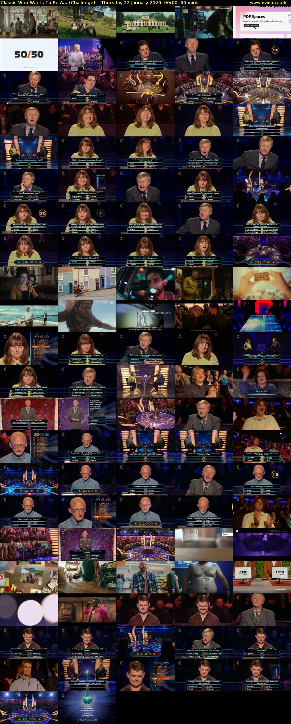 Classic Who Wants To Be A... (Challenge) Thursday 22 January 2026 00:00 - 01:00