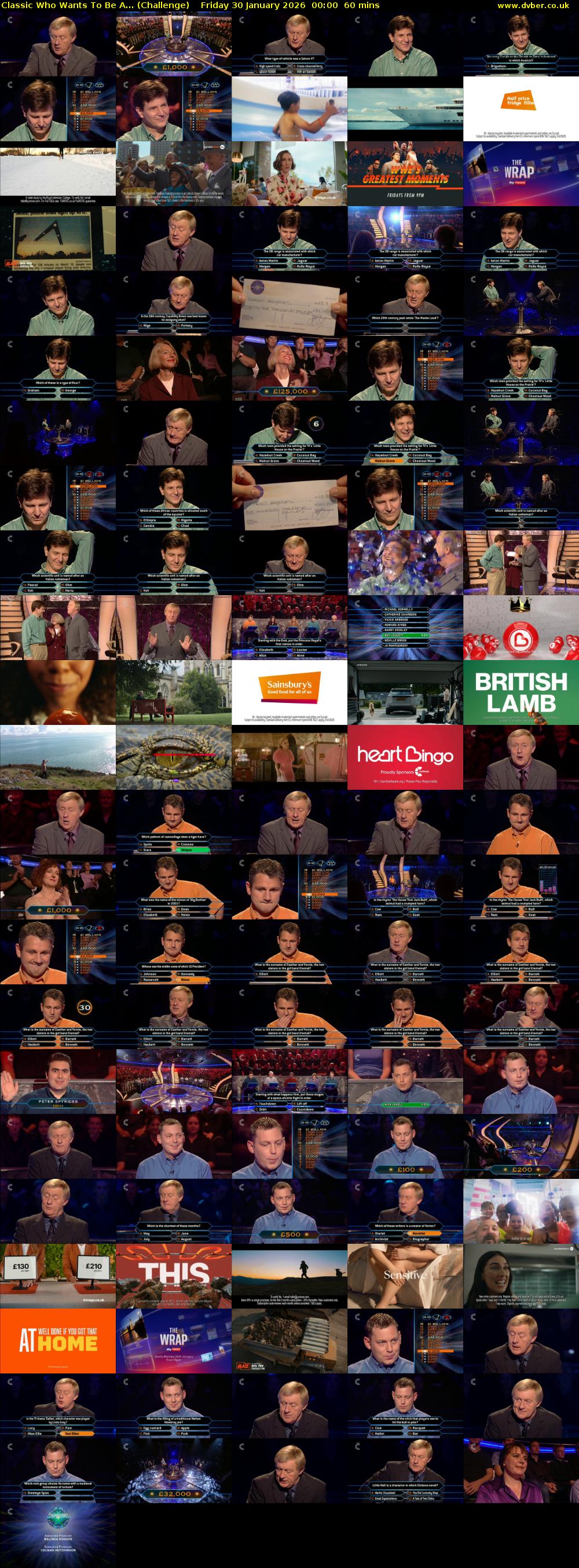 Classic Who Wants To Be A... (Challenge) Friday 30 January 2026 00:00 - 01:00