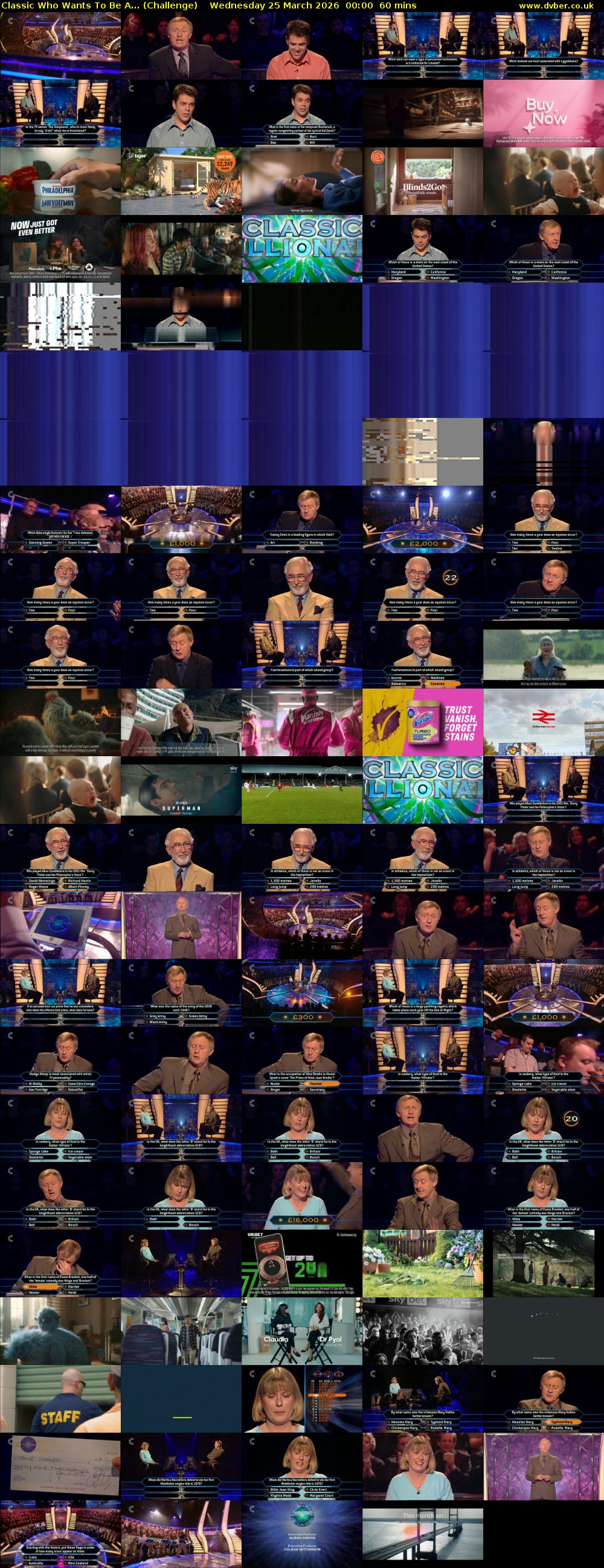 Classic Who Wants To Be A... (Challenge) Wednesday 25 March 2026 00:00 - 01:00