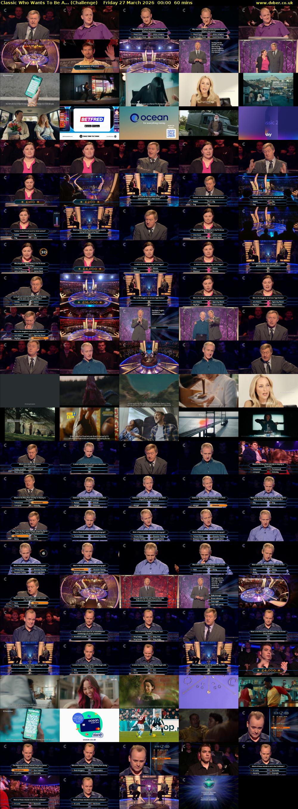 Classic Who Wants To Be A... (Challenge) Friday 27 March 2026 00:00 - 01:00