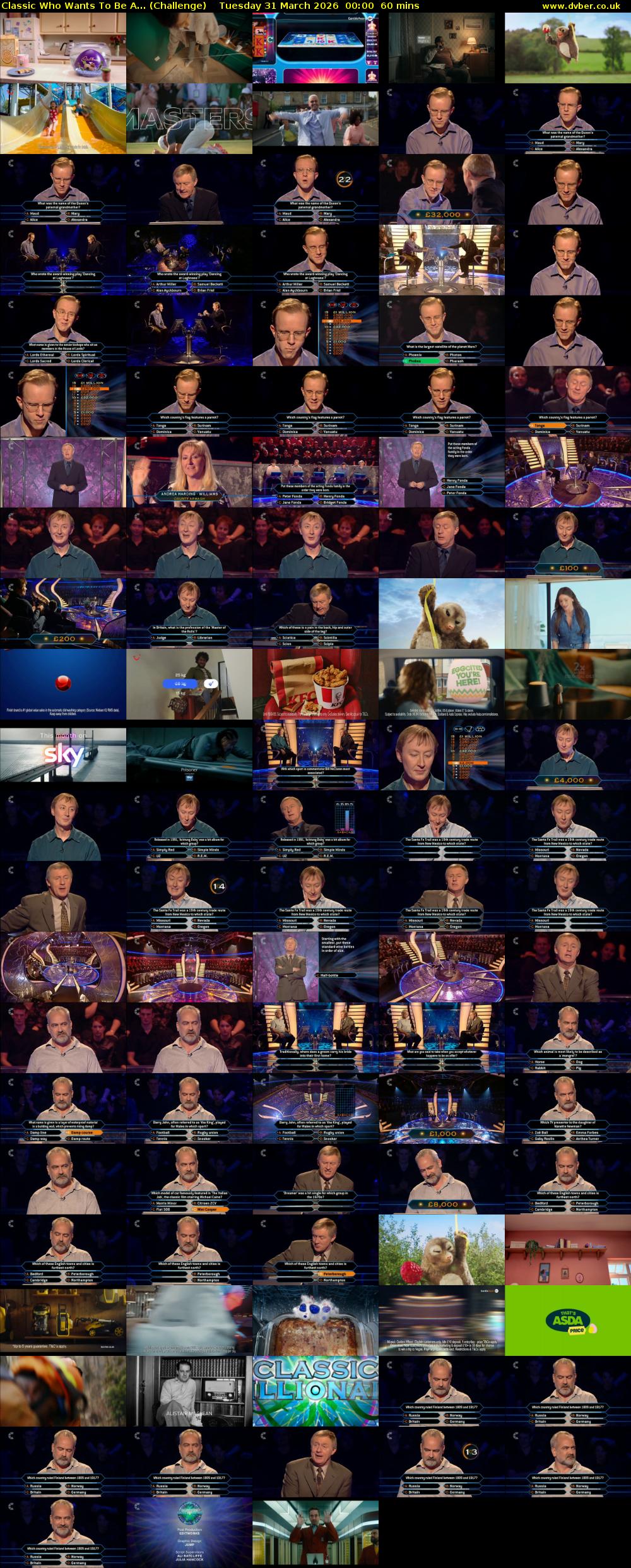 Classic Who Wants To Be A... (Challenge) Tuesday 31 March 2026 00:00 - 01:00