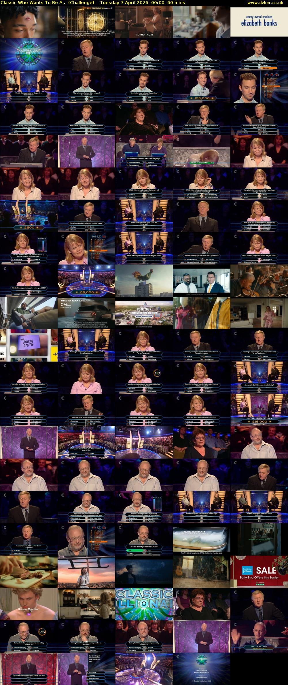 Classic Who Wants To Be A... (Challenge) Tuesday 7 April 2026 00:00 - 01:00