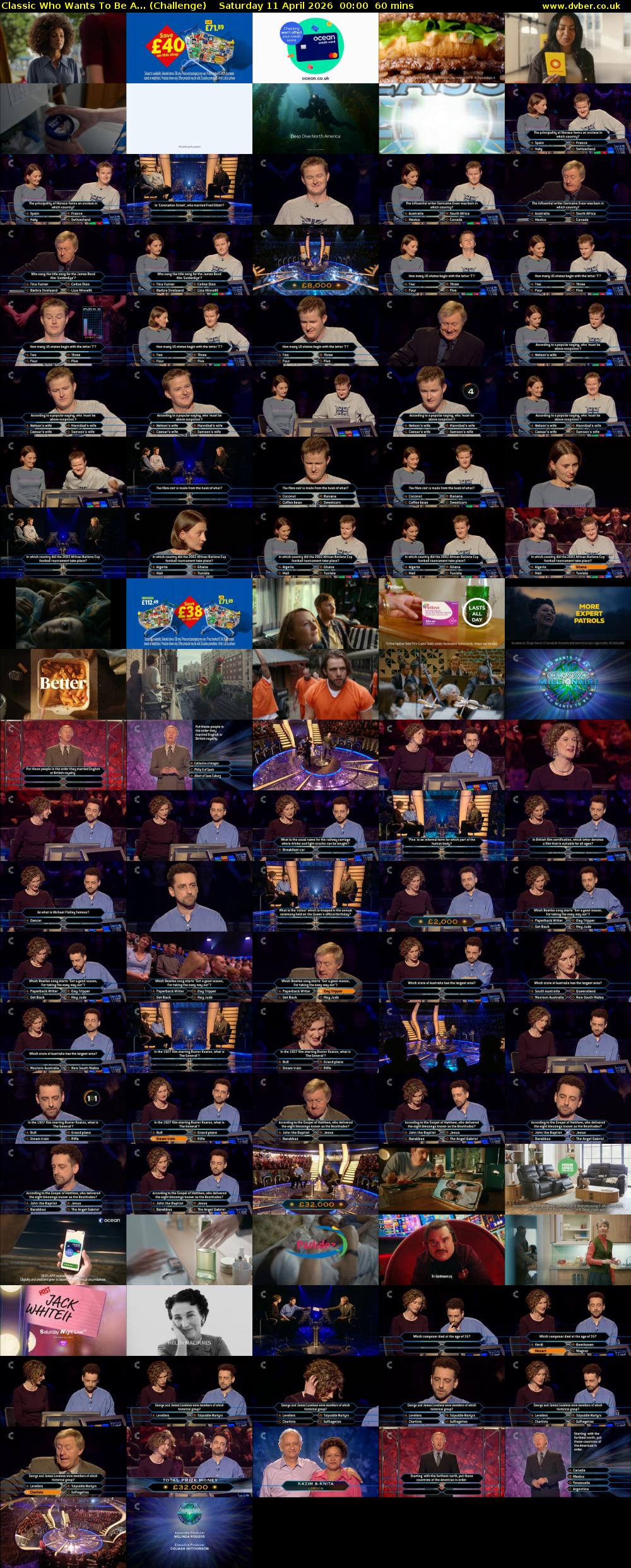 Classic Who Wants To Be A... (Challenge) Saturday 11 April 2026 00:00 - 01:00
