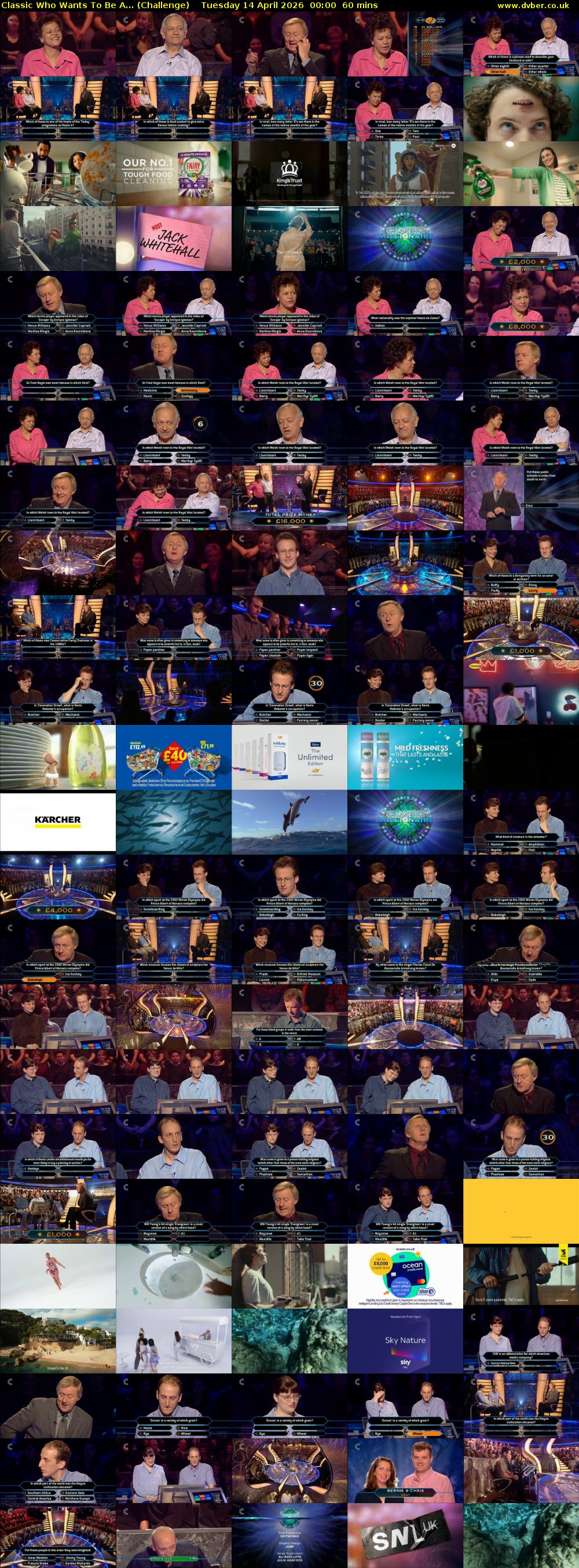 Classic Who Wants To Be A... (Challenge) Tuesday 14 April 2026 00:00 - 01:00