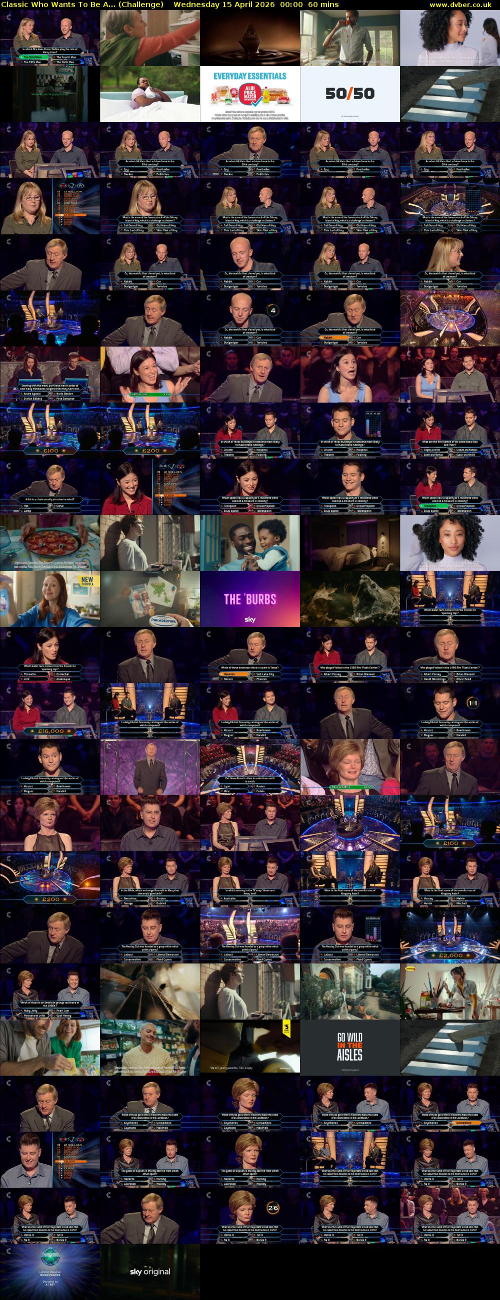 Classic Who Wants To Be A... (Challenge) Wednesday 15 April 2026 00:00 - 01:00