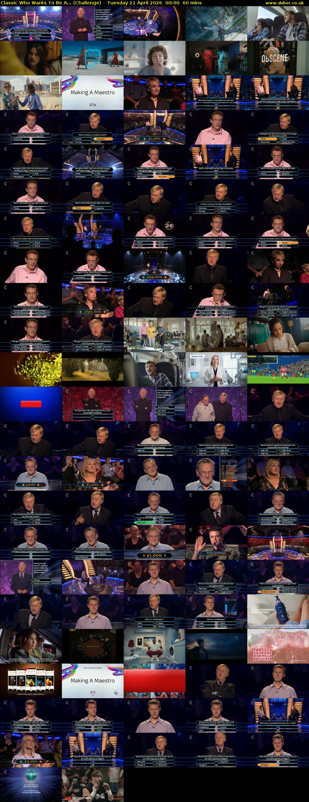 Classic Who Wants To Be A... (Challenge) Tuesday 21 April 2026 00:00 - 01:00