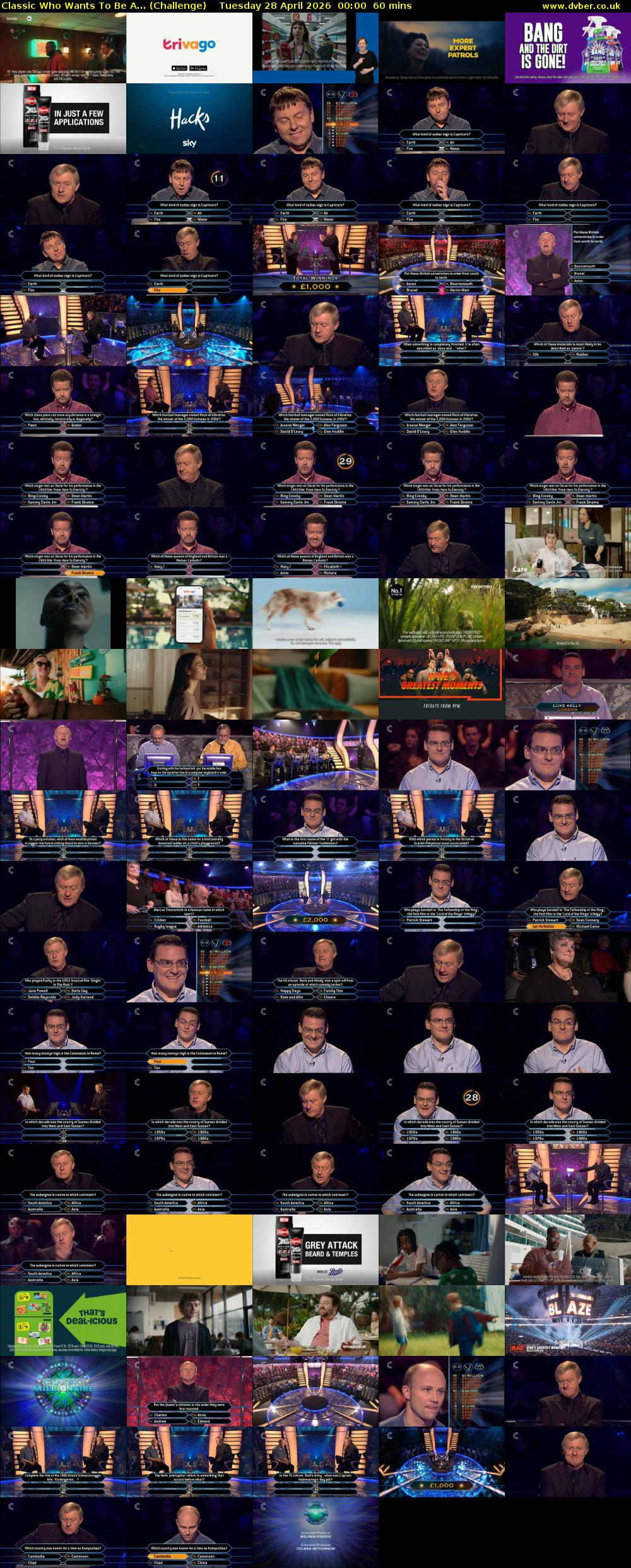 Classic Who Wants To Be A... (Challenge) Tuesday 28 April 2026 00:00 - 01:00