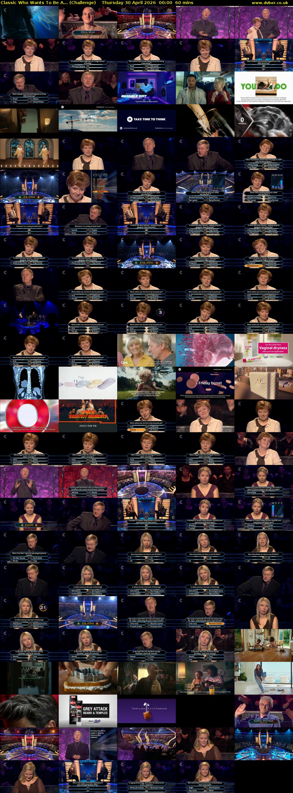 Classic Who Wants To Be A... (Challenge) Thursday 30 April 2026 00:00 - 01:00