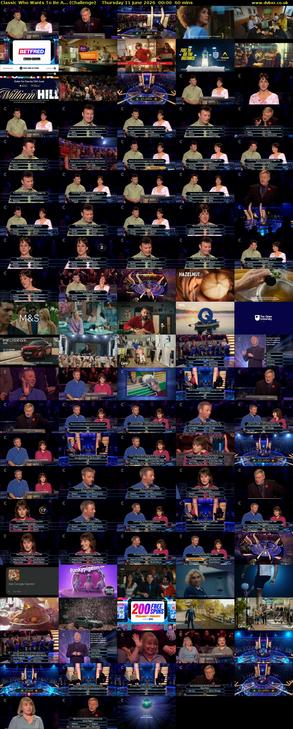 Classic Who Wants To Be A... (Challenge) Thursday 11 June 2026 00:00 - 01:00