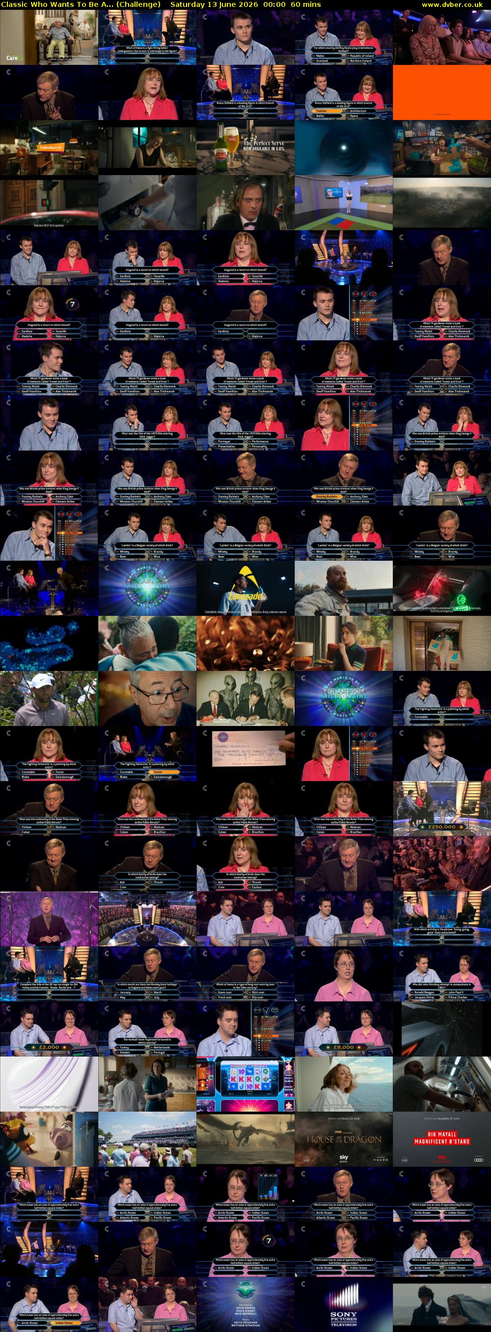 Classic Who Wants To Be A... (Challenge) Saturday 13 June 2026 00:00 - 01:00