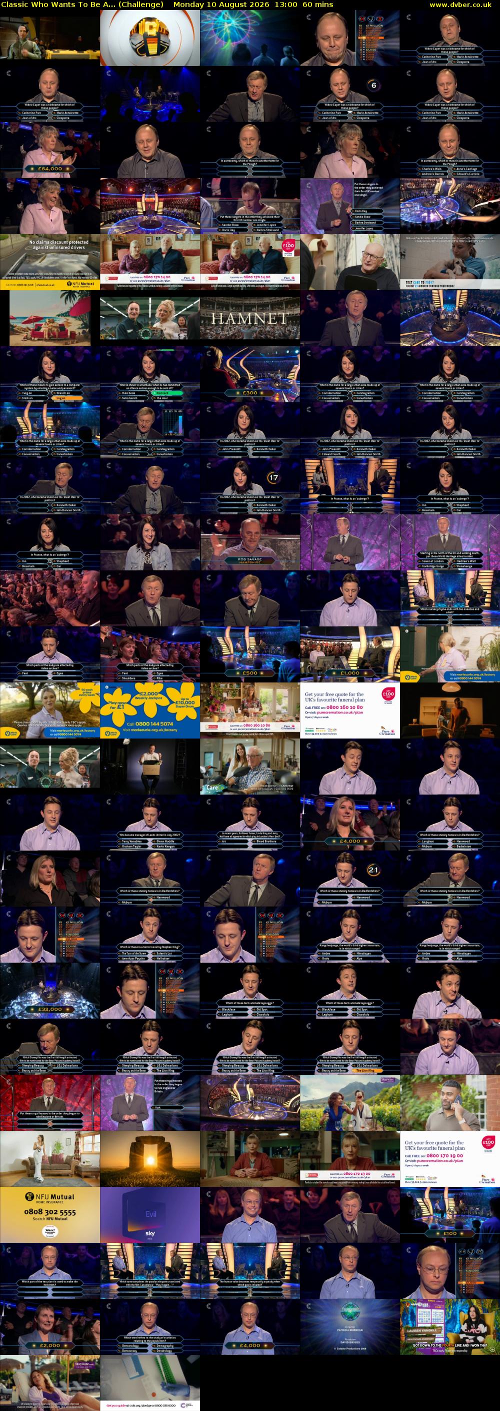 Classic Who Wants To Be A... (Challenge) Monday 10 August 2026 13:00 - 14:00
