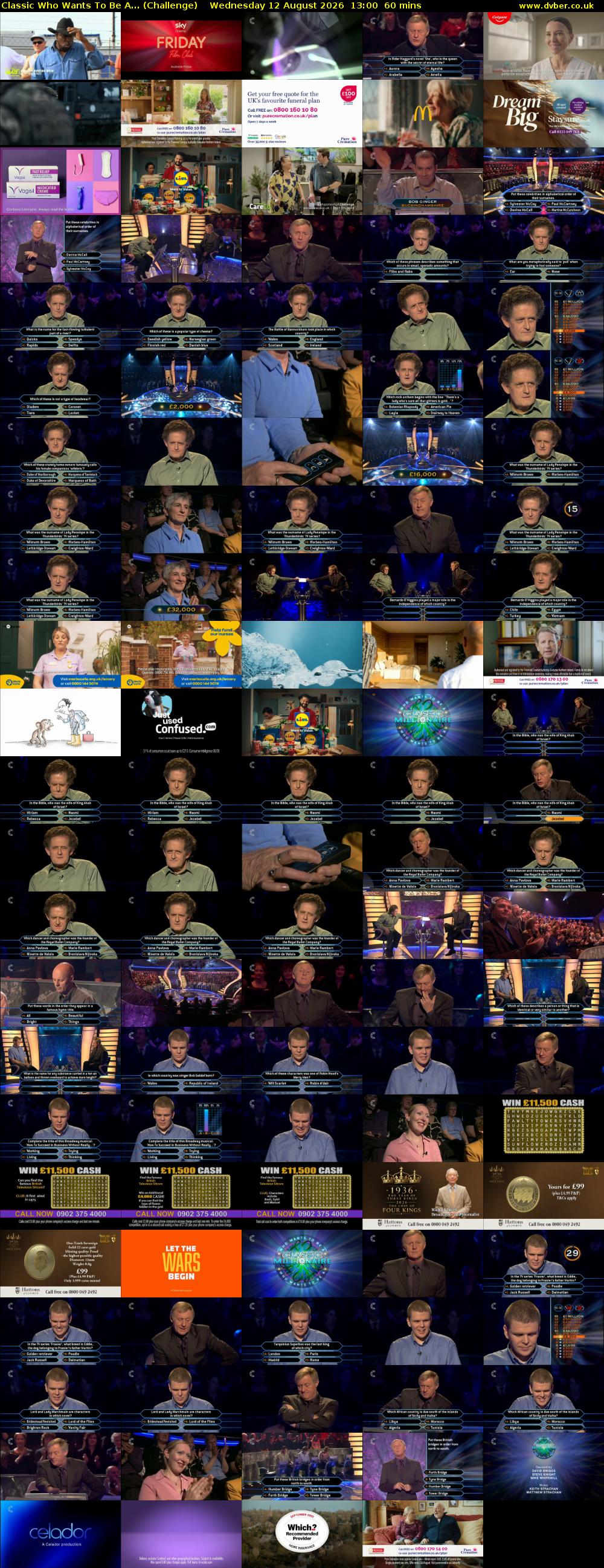 Classic Who Wants To Be A... (Challenge) Wednesday 12 August 2026 13:00 - 14:00