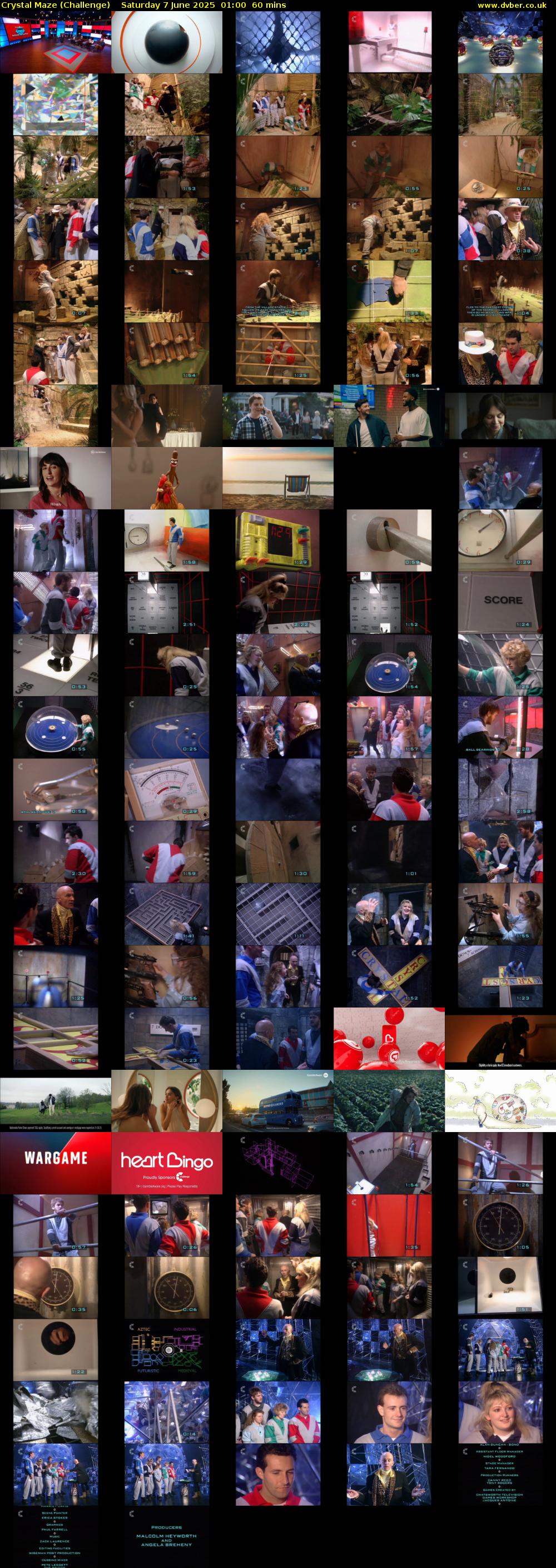 Crystal Maze (Challenge) Saturday 7 June 2025 01:00 - 02:00