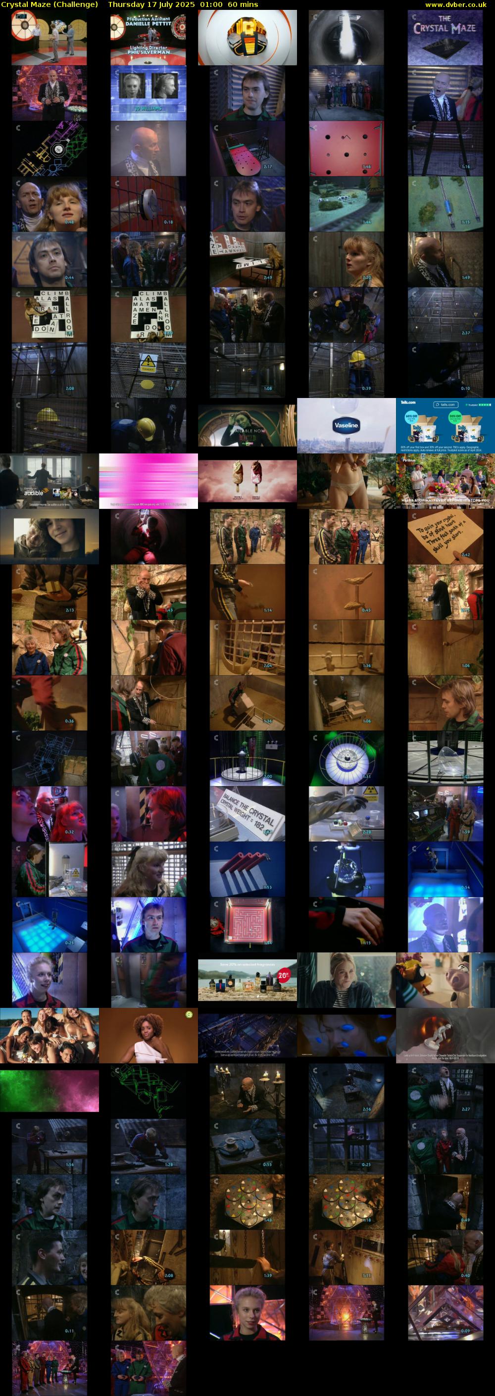 Crystal Maze (Challenge) Thursday 17 July 2025 01:00 - 02:00