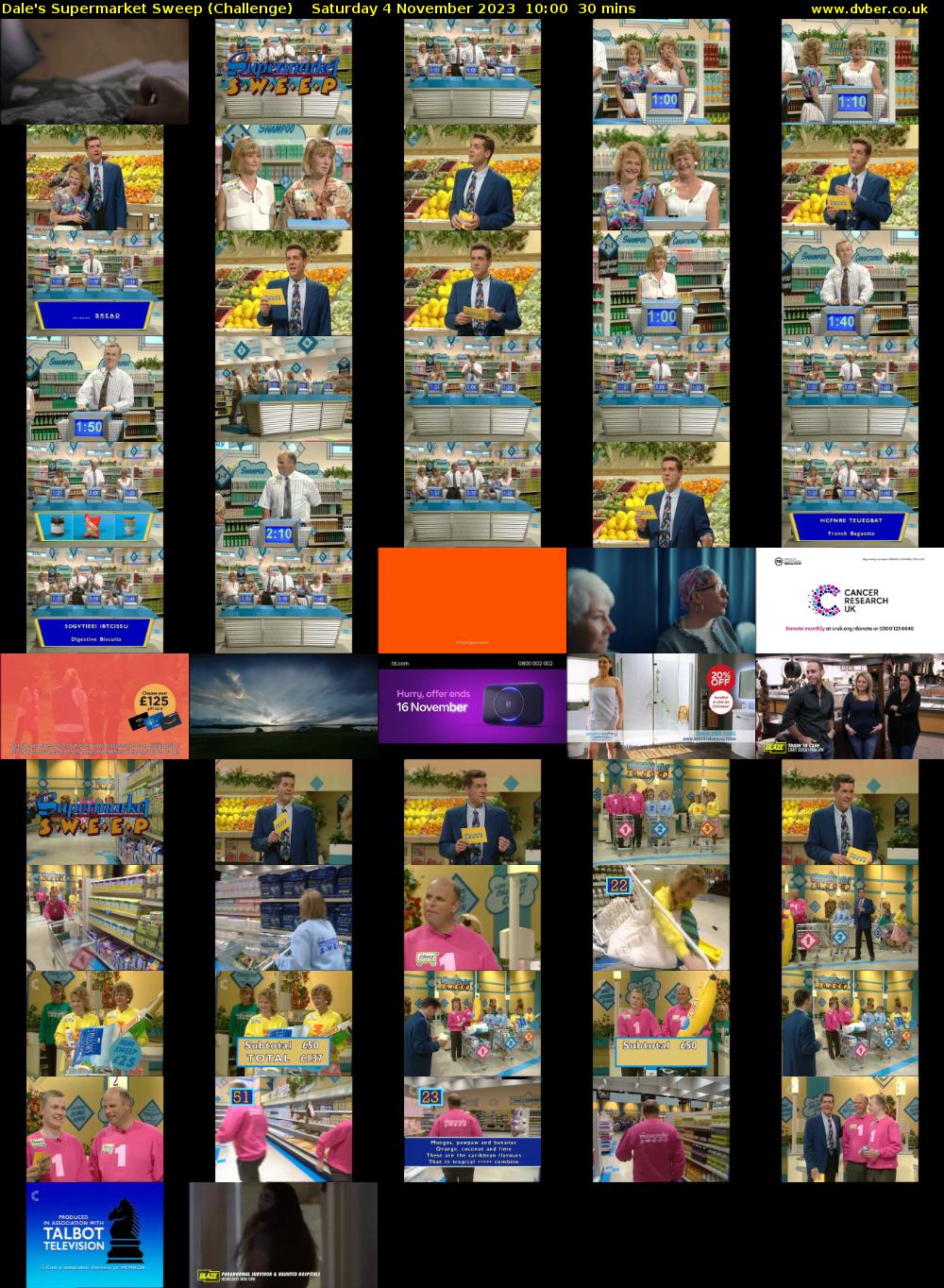 Dale's Supermarket Sweep (Challenge) Saturday 4 November 2023 10:00 - 10:30