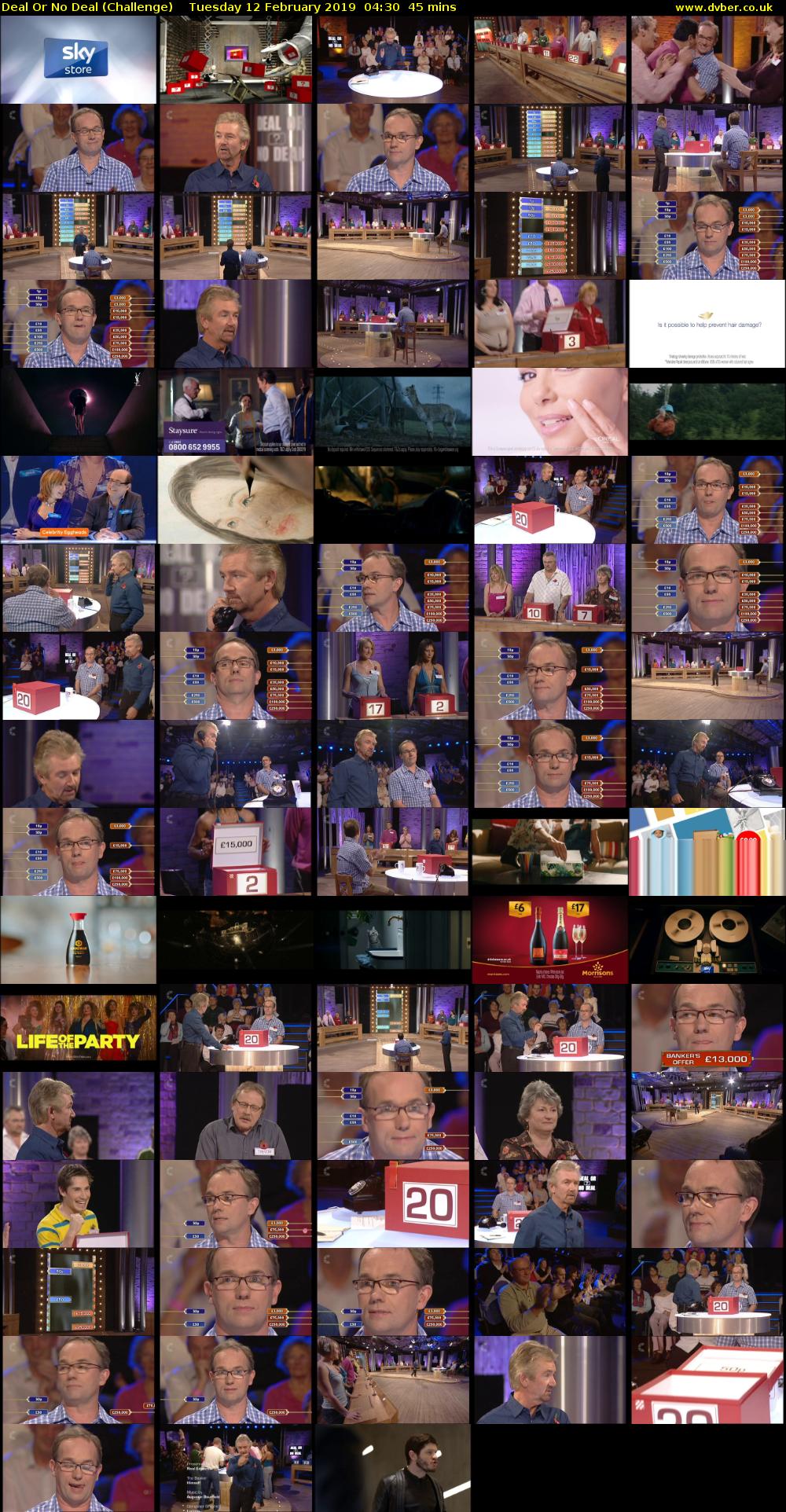 Deal Or No Deal (Challenge) Tuesday 12 February 2019 04:30 - 05:15