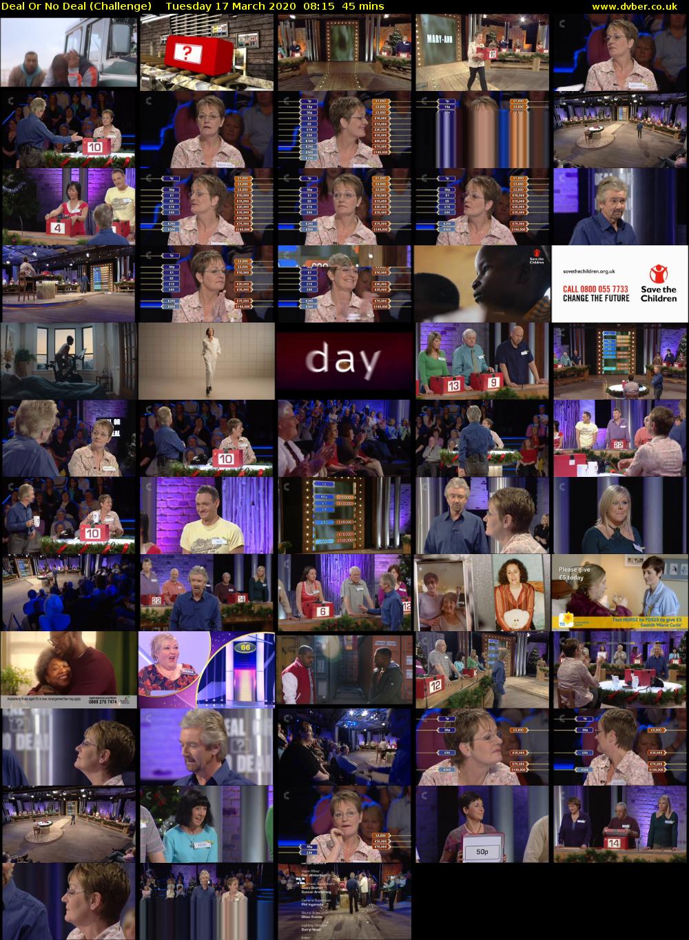 Deal Or No Deal (Challenge) Tuesday 17 March 2020 08:15 - 09:00