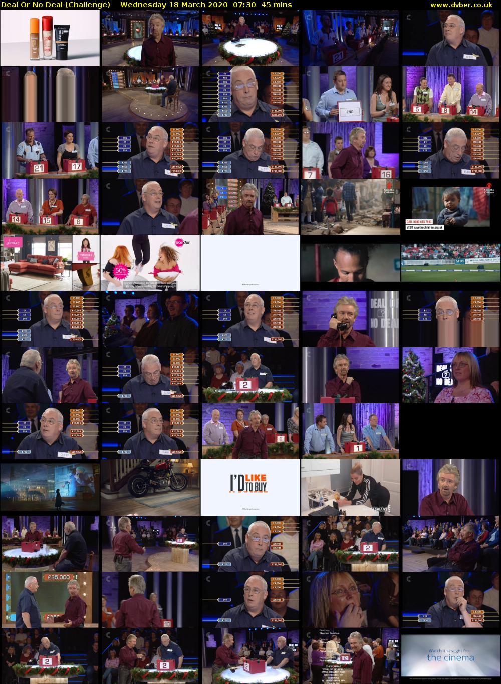 Deal Or No Deal (Challenge) Wednesday 18 March 2020 07:30 - 08:15
