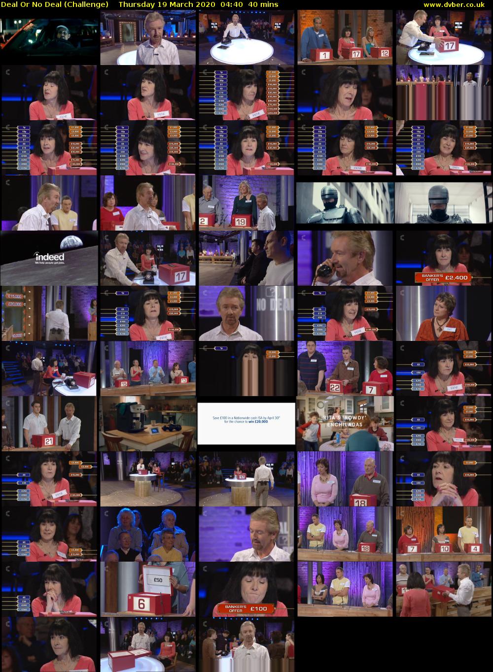 Deal Or No Deal (Challenge) Thursday 19 March 2020 04:40 - 05:20