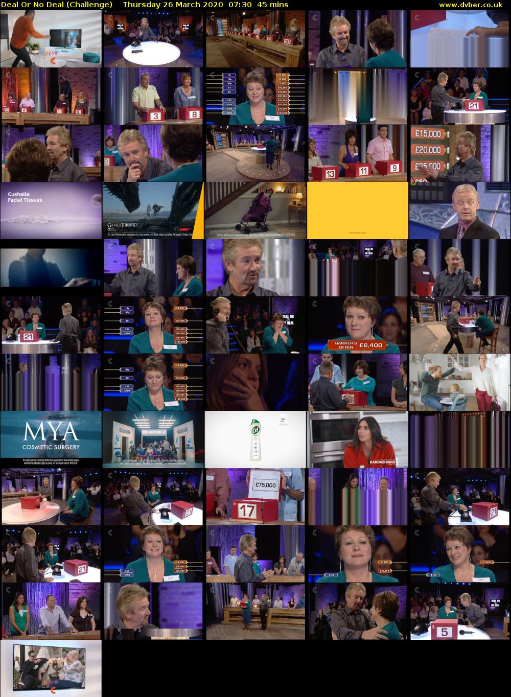Deal Or No Deal (Challenge) Thursday 26 March 2020 07:30 - 08:15