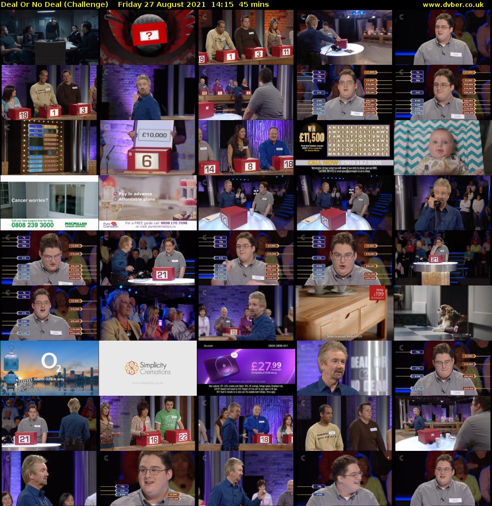 Deal Or No Deal (Challenge) Friday 27 August 2021 15:15 - 16:00