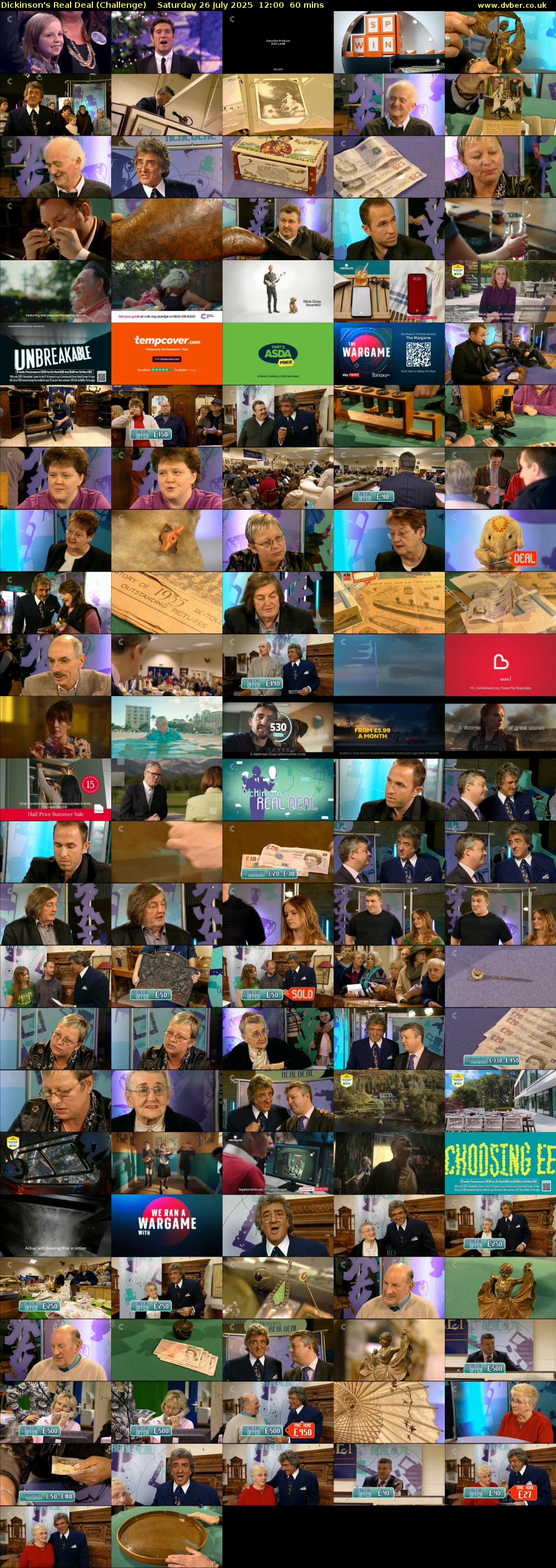 Dickinson's Real Deal (Challenge) Saturday 26 July 2025 12:00 - 13:00
