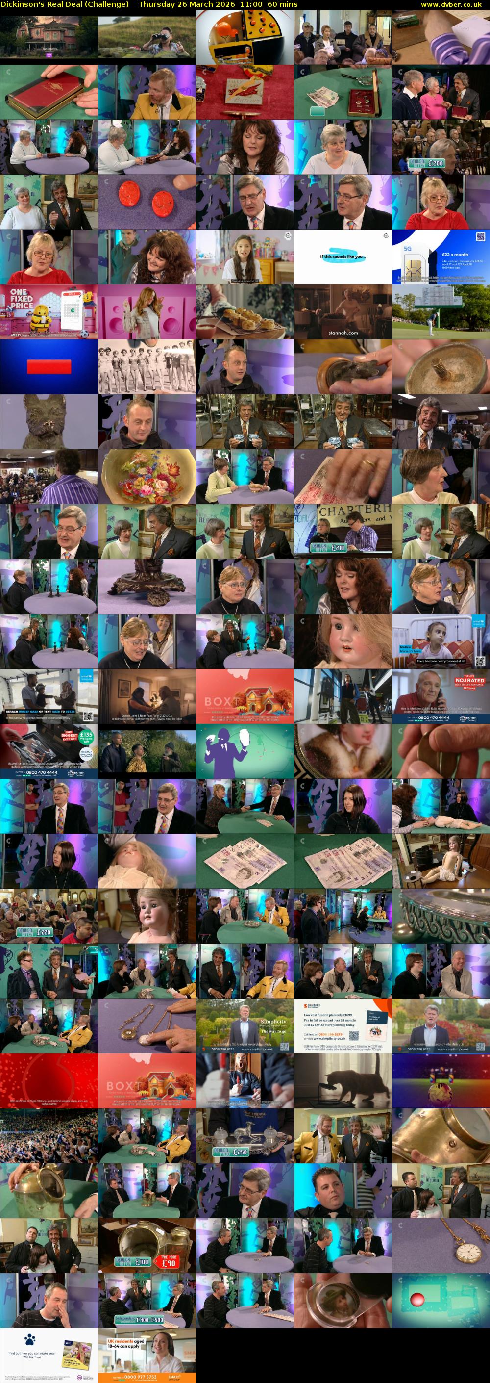 Dickinson's Real Deal (Challenge) Thursday 26 March 2026 11:00 - 12:00