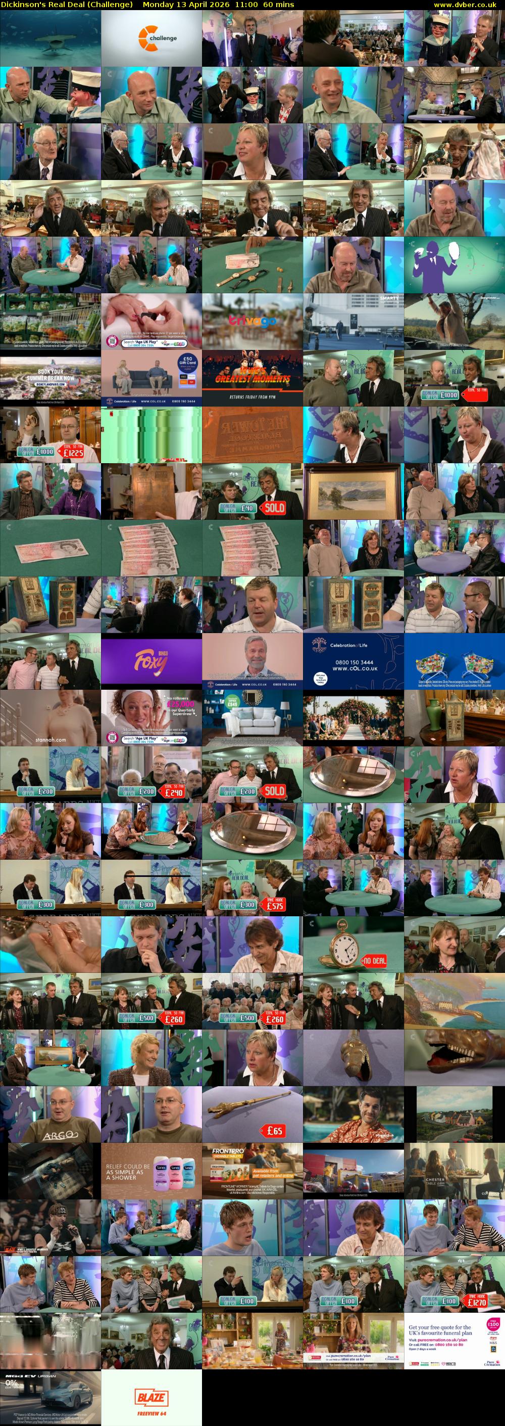 Dickinson's Real Deal (Challenge) Monday 13 April 2026 11:00 - 12:00
