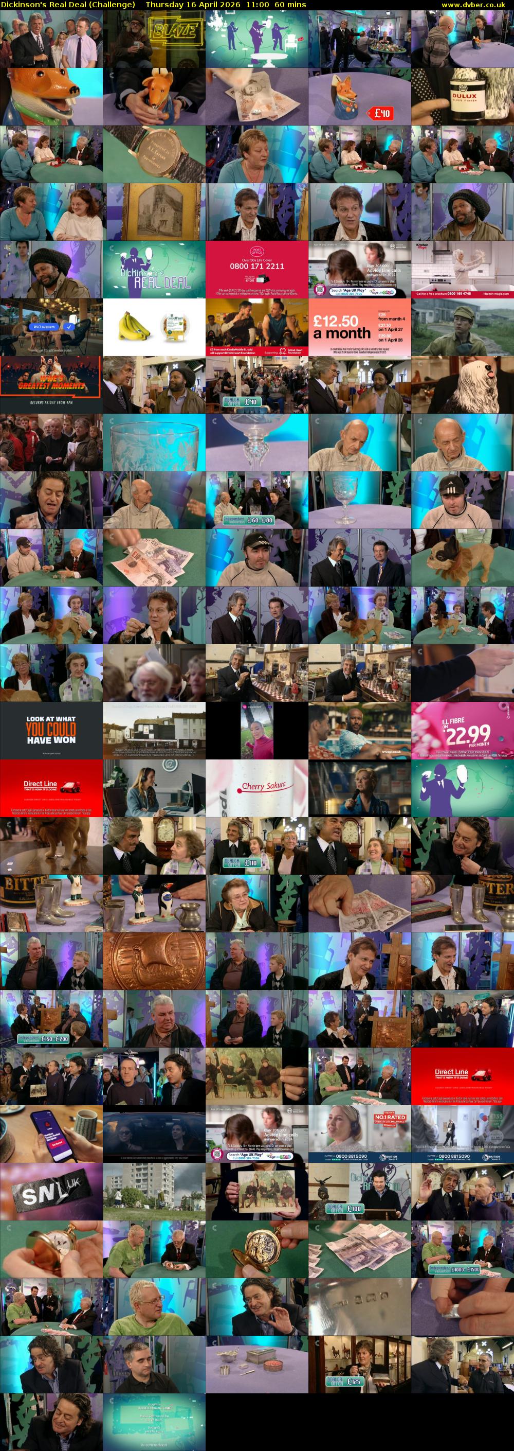 Dickinson's Real Deal (Challenge) Thursday 16 April 2026 11:00 - 12:00