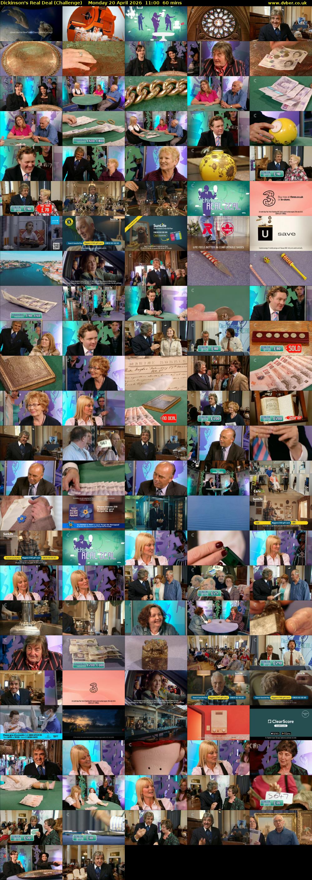 Dickinson's Real Deal (Challenge) Monday 20 April 2026 11:00 - 12:00