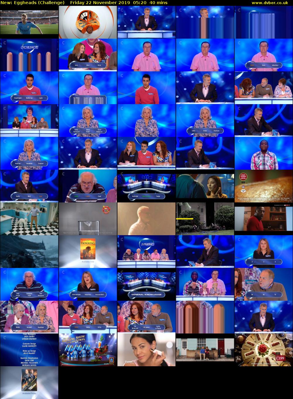 Eggheads (Challenge) Friday 22 November 2019 05:20 - 06:00
