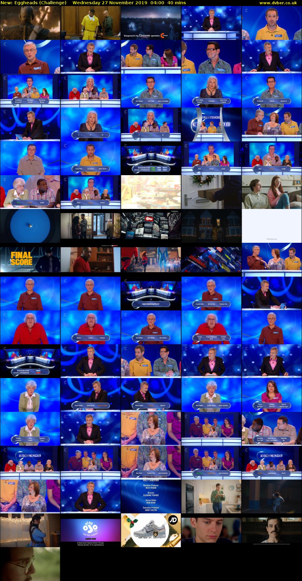 Eggheads (Challenge) Wednesday 27 November 2019 04:00 - 04:40