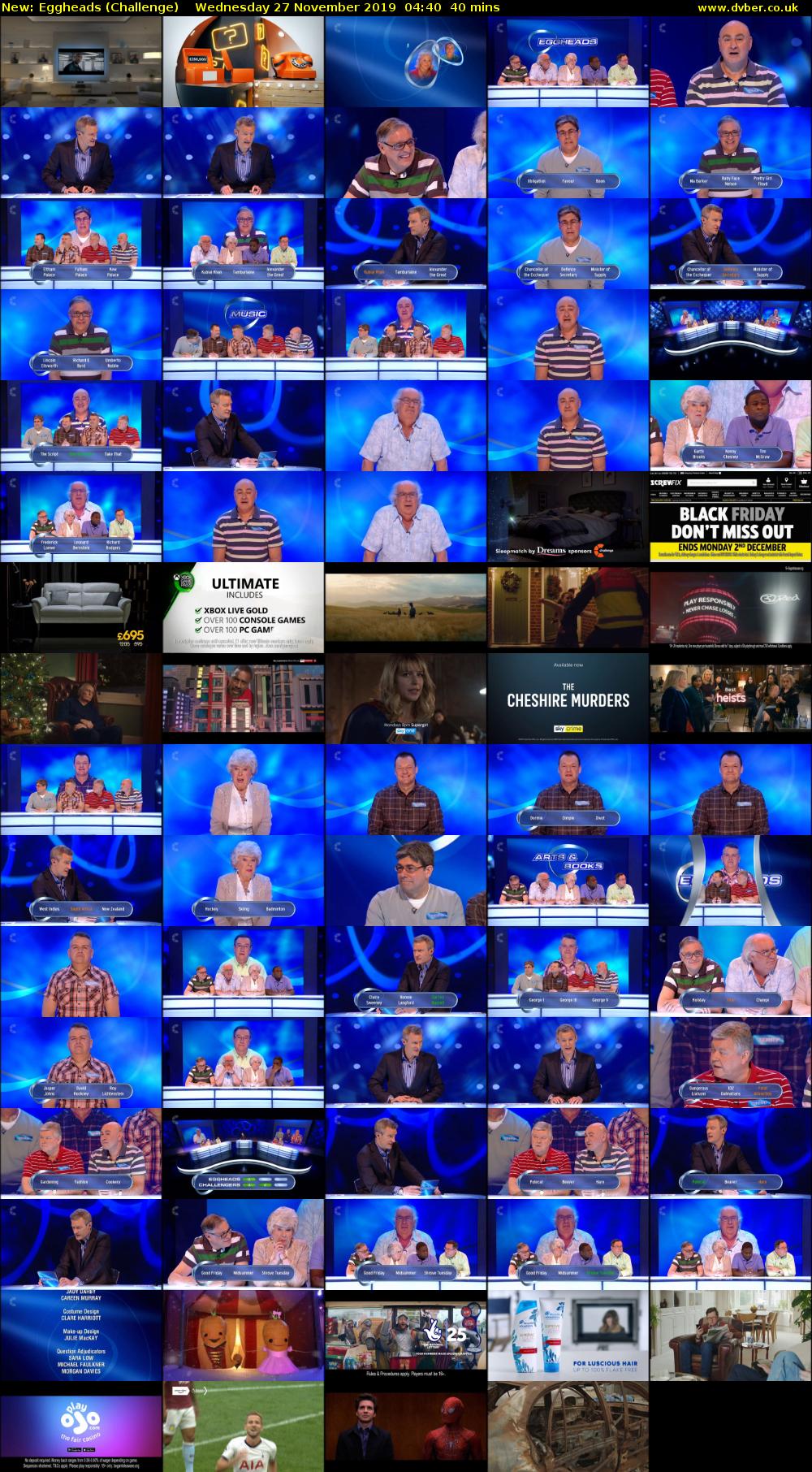 Eggheads (Challenge) Wednesday 27 November 2019 04:40 - 05:20