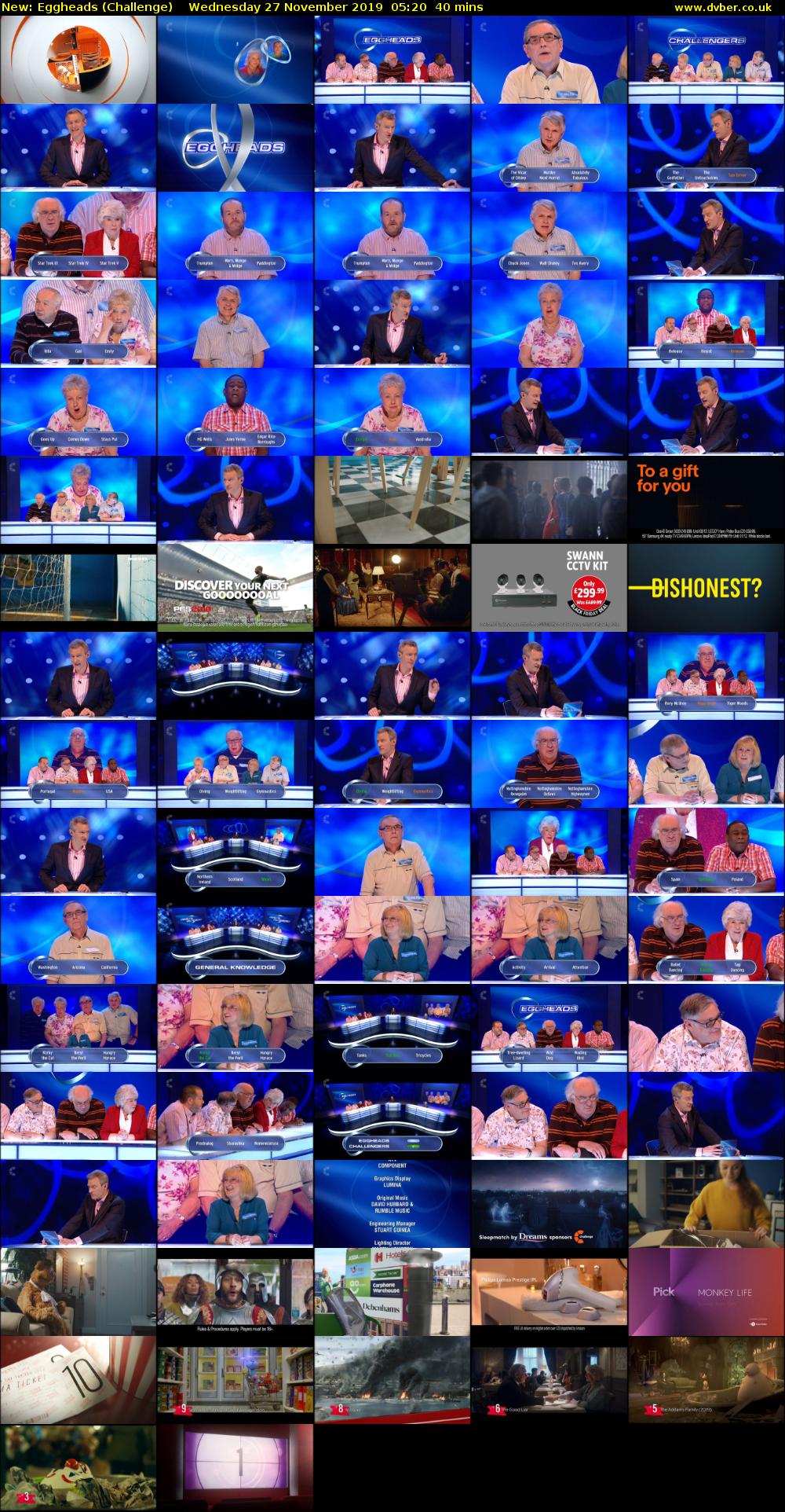 Eggheads (Challenge) Wednesday 27 November 2019 05:20 - 06:00