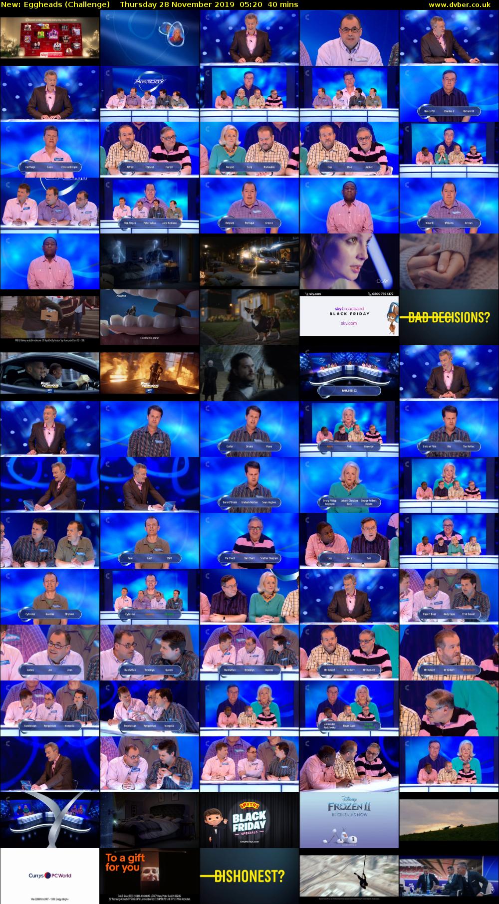 Eggheads (Challenge) Thursday 28 November 2019 05:20 - 06:00