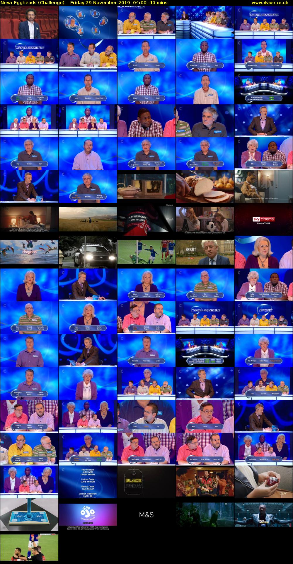 Eggheads (Challenge) Friday 29 November 2019 04:00 - 04:40