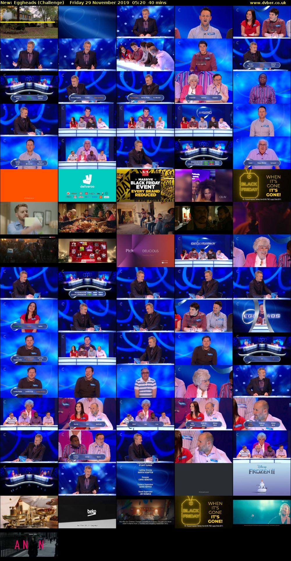 Eggheads (Challenge) Friday 29 November 2019 05:20 - 06:00