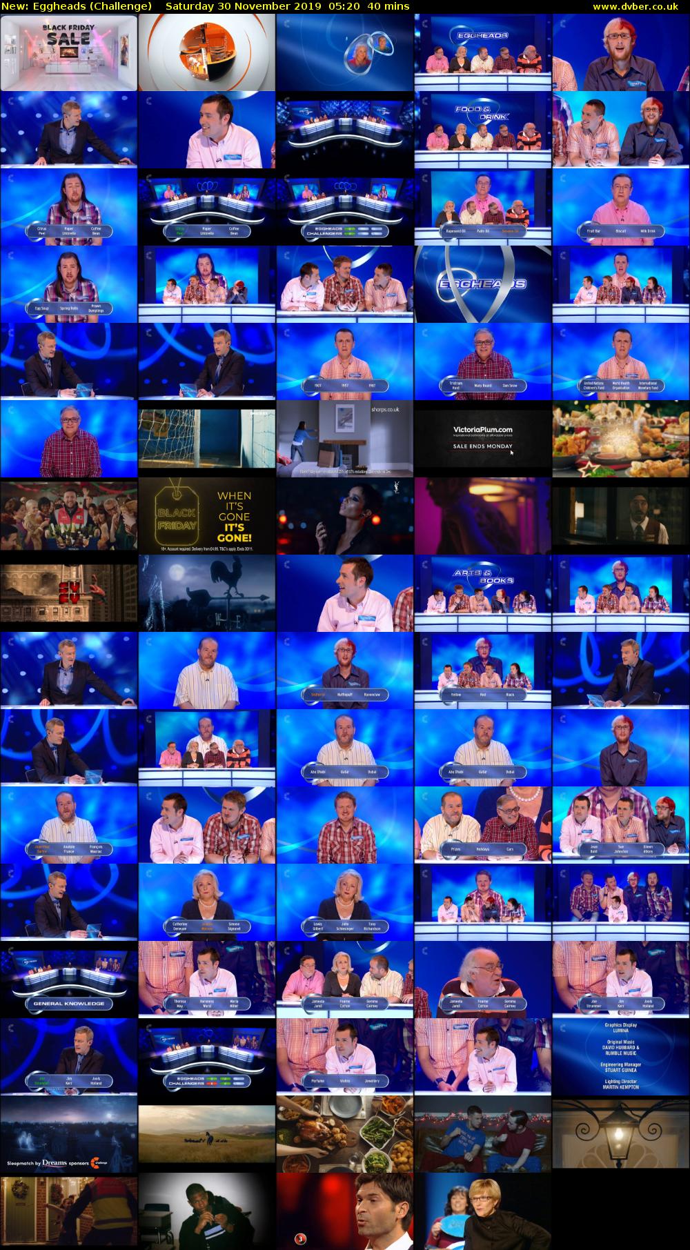 Eggheads (Challenge) Saturday 30 November 2019 05:20 - 06:00