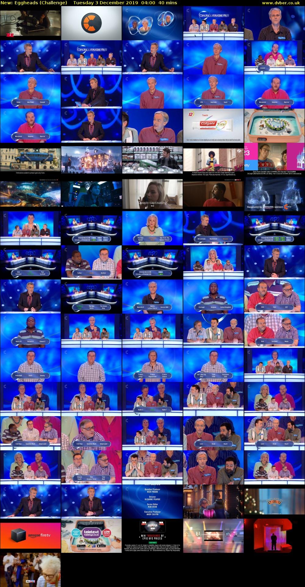 Eggheads (Challenge) Tuesday 3 December 2019 04:00 - 04:40