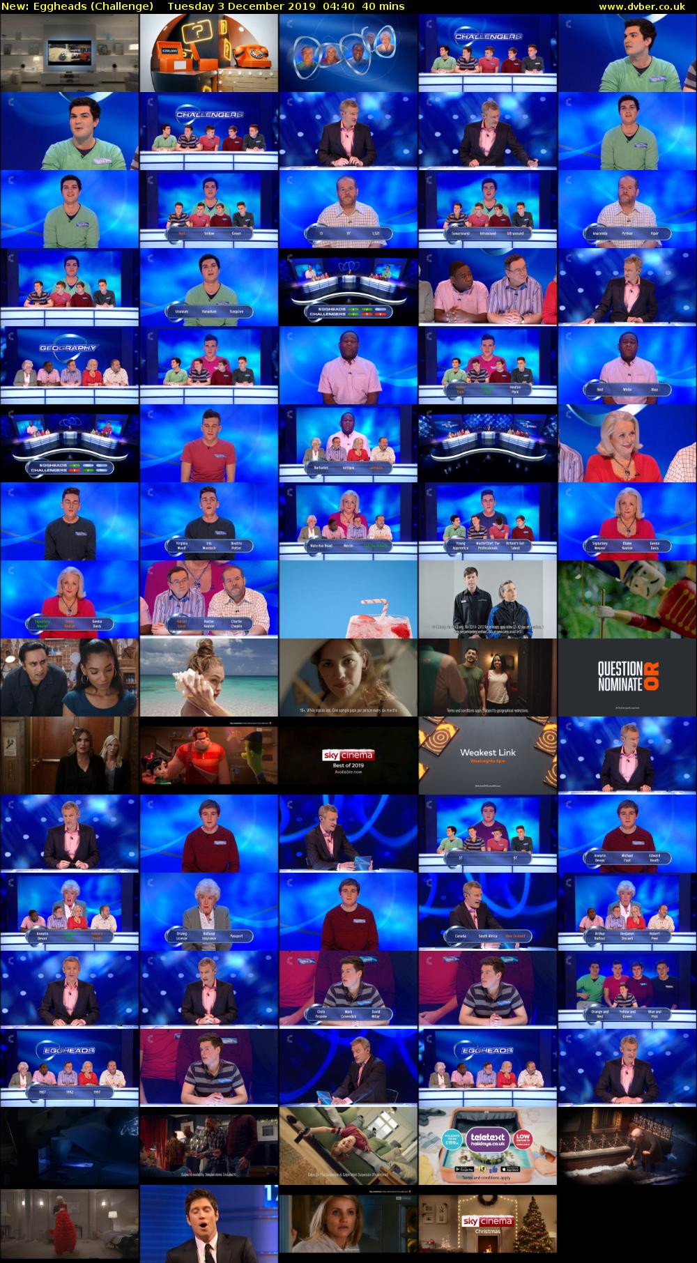 Eggheads (Challenge) Tuesday 3 December 2019 04:40 - 05:20