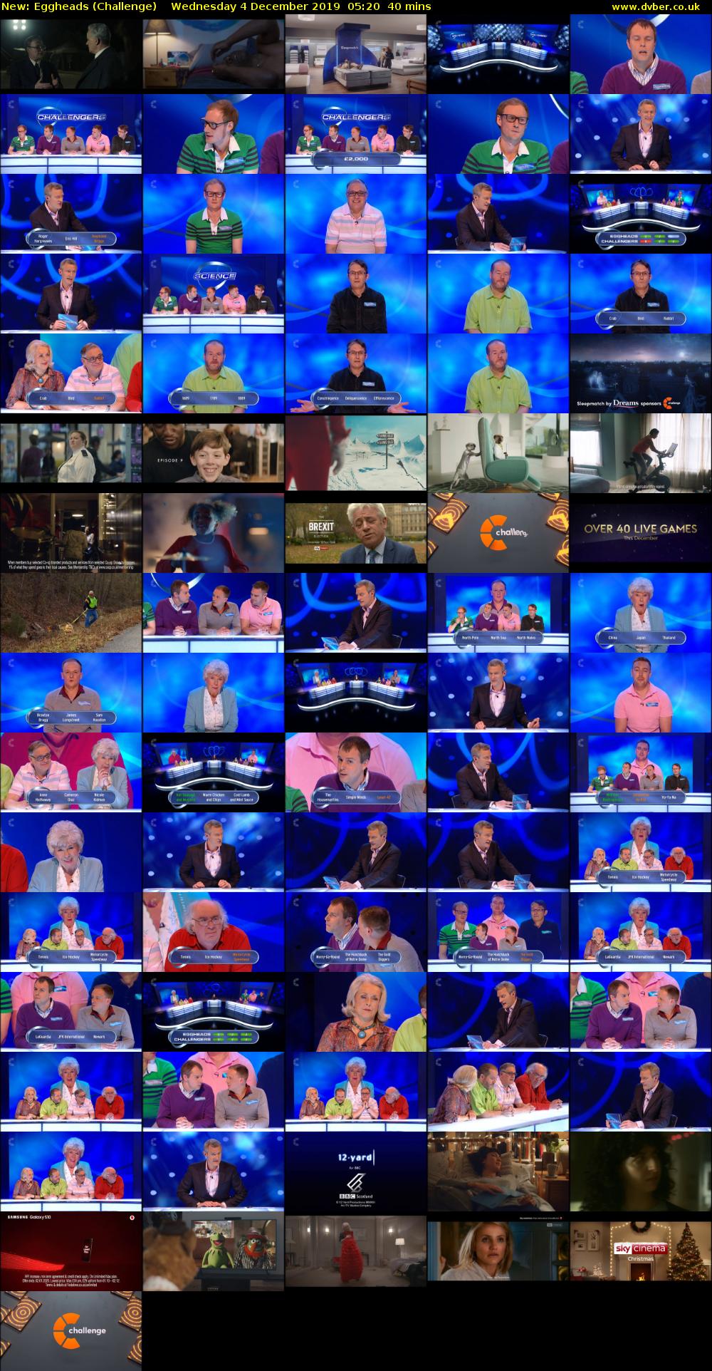 Eggheads (Challenge) Wednesday 4 December 2019 05:20 - 06:00