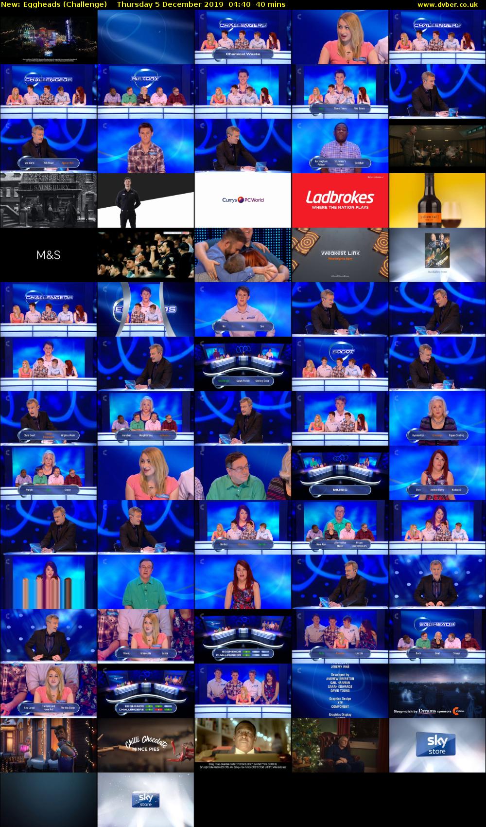 Eggheads (Challenge) Thursday 5 December 2019 04:40 - 05:20