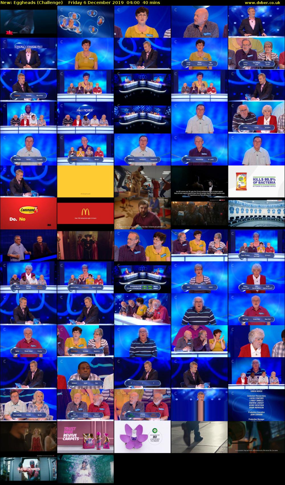 Eggheads (Challenge) Friday 6 December 2019 04:00 - 04:40