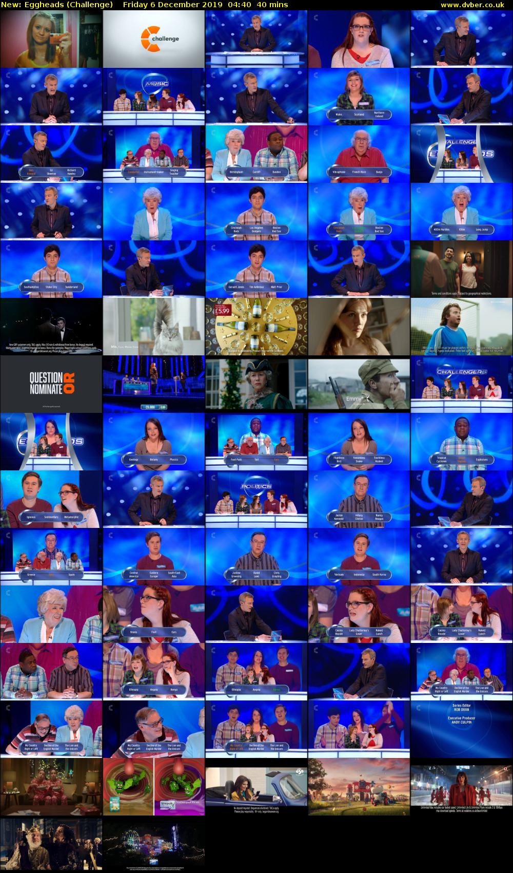 Eggheads (Challenge) Friday 6 December 2019 04:40 - 05:20